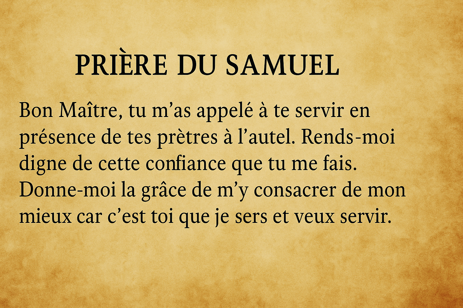 La Prière du Samuel : un cœur tourné vers le service de Dieu